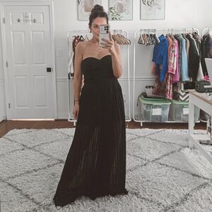 Ali & Jay Black Strapless Pleated Wide Leg Jumpsuit Size M